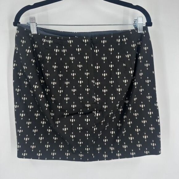 J Crew Mini Micro Cotton Stretch Skirt Black Geometric Size 4 Small - Picture 3 of 8